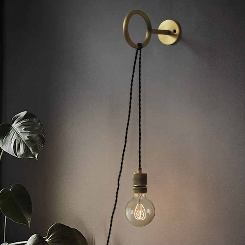 Eisengoldleuchte Wandbeleuchtung Bare Lampe 1-Kopf-Kolonialwand-Leuchte mit Ringdesign
