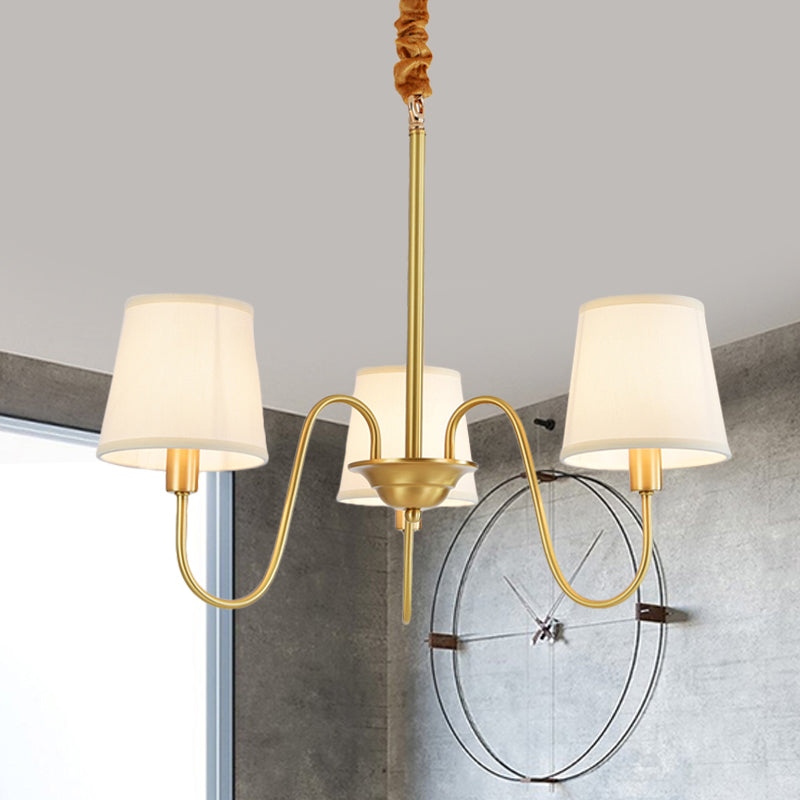 Cangetto oro a pendente lampadario tessuto coloniale 3/5/8 lampadina il soffitto del soggiorno con braccio di rame a collo di cioche