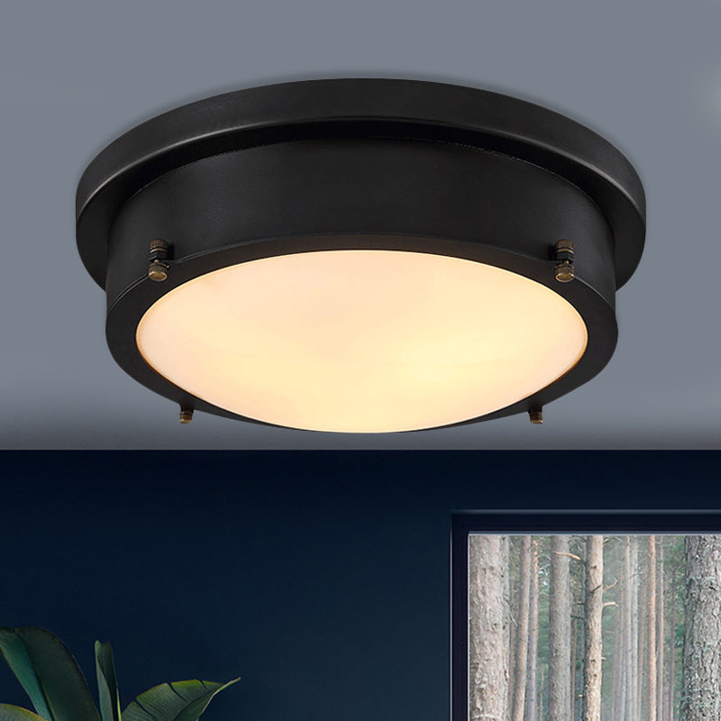 10 "/14" W Iron Black Ceiling Mounted Light Circle LED Traditional Flush Mount Lamp for Corridor, Warm / White/3 Color Light