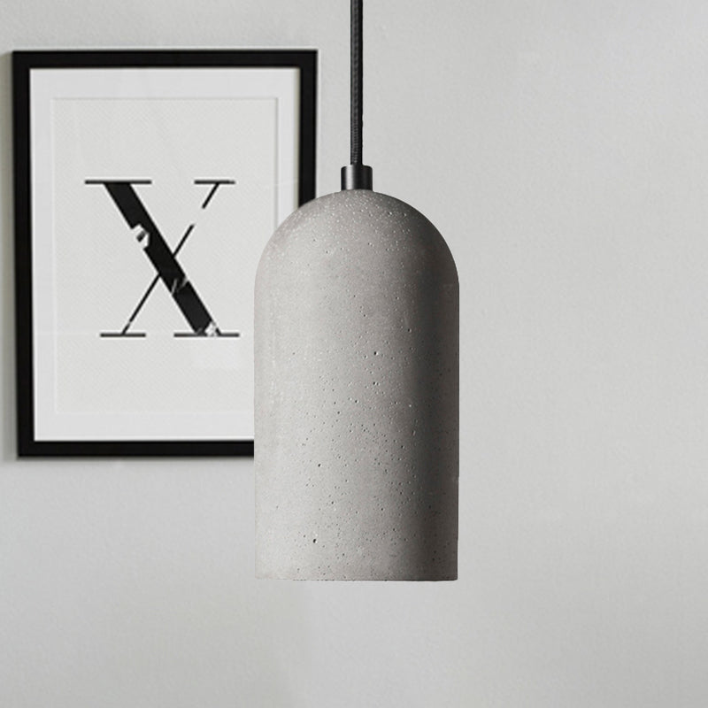 Elongated Dome Cement Down Lighting Factory 1 Bulb Living Room Pendant Ceiling Light in Grey