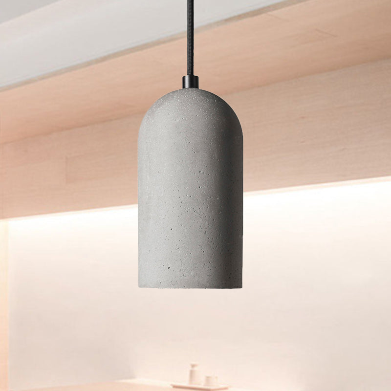 Elongated Dome Cement Down Lighting Factory 1 Bulb Living Room Pendant Ceiling Light in Grey