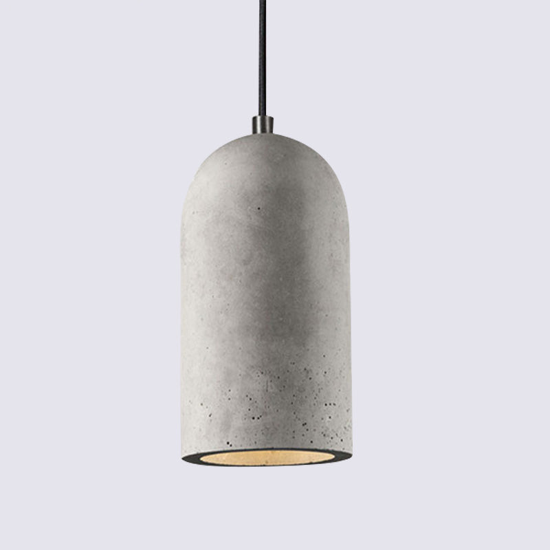 Elongated Dome Cement Down Lighting Factory 1 Bulb Living Room Pendant Ceiling Light in Grey