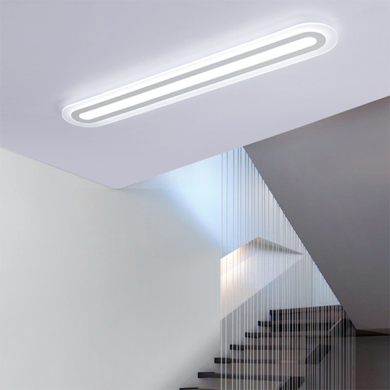 31.5"/39"/47" Wide Simplicity Oval Acrylic Flush Mount Light LED Ceiling Mounted Fixture in Warm/White Light
