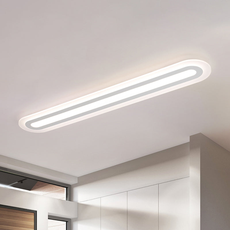 31.5"/39"/47" Wide Simplicity Oval Acrylic Flush Mount Light LED Ceiling Mounted Fixture in Warm/White Light