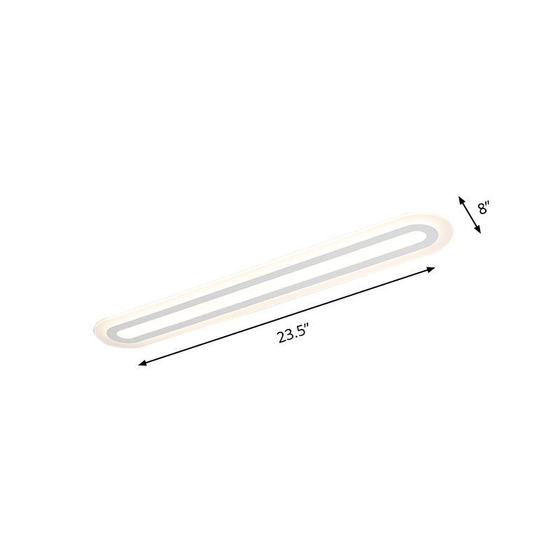 31.5"/39"/47" Wide Simplicity Oval Acrylic Flush Mount Light LED Ceiling Mounted Fixture in Warm/White Light