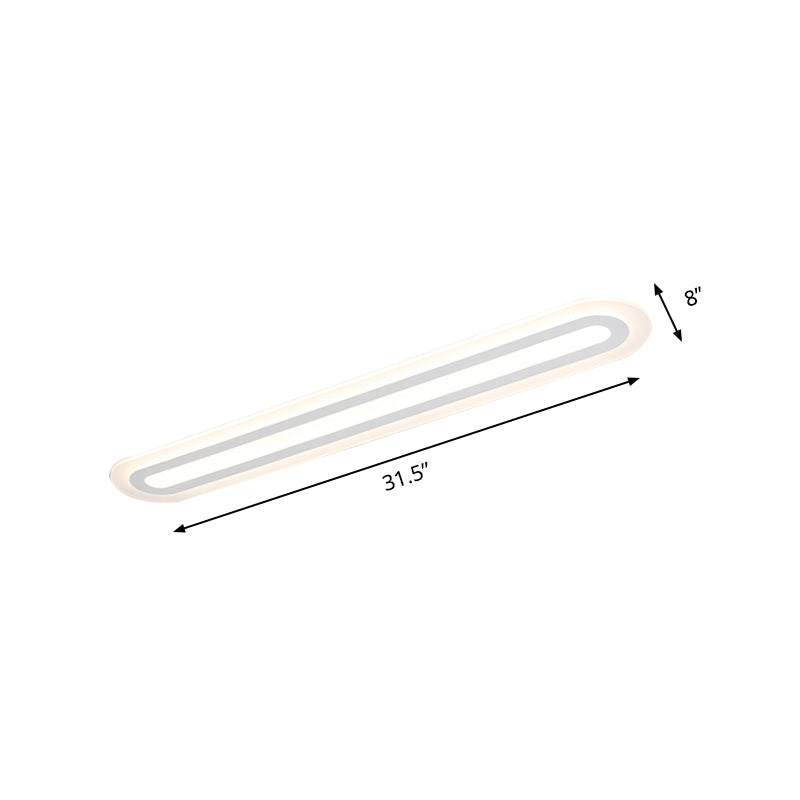 31.5"/39"/47" Wide Simplicity Oval Acrylic Flush Mount Light LED Ceiling Mounted Fixture in Warm/White Light