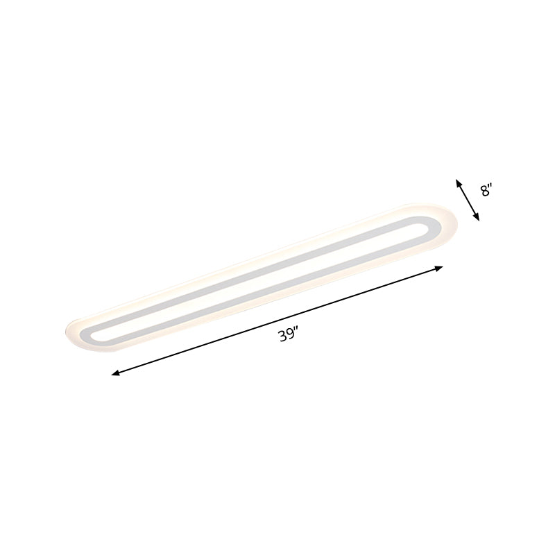 31.5"/39"/47" Wide Simplicity Oval Acrylic Flush Mount Light LED Ceiling Mounted Fixture in Warm/White Light
