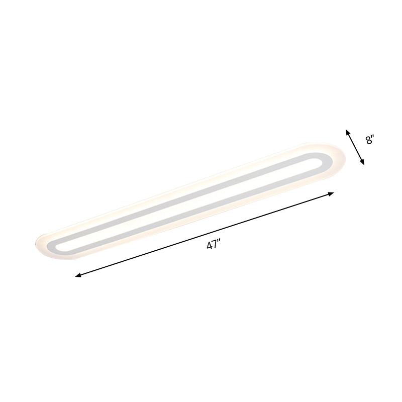 31.5"/39"/47" Wide Simplicity Oval Acrylic Flush Mount Light LED Ceiling Mounted Fixture in Warm/White Light