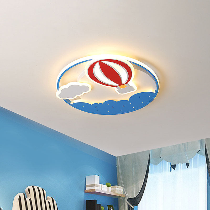Apparecchio di illuminazione a soffitto acrilico del supporto di Flushmount dell'aria calda blu dei bambini LED Flushmount per l'asilo nido, 16 "/19.5" largo