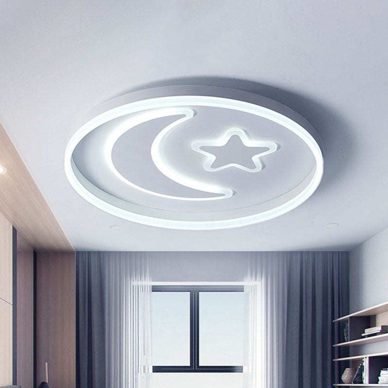 Éclairage LED encastré pour chambre à coucher, luminaire encastré blanc/rose/bleu pour enfants avec abat-jour en acrylique lune et étoile