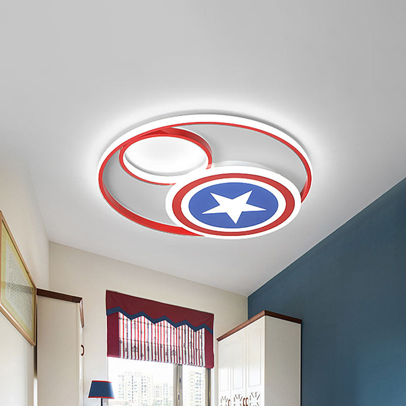 Simple Round Acrylic Flush Light 16 "/19.5" Wide LED Close to Massimale Lamp in Rosso e Blu con Star Pattern