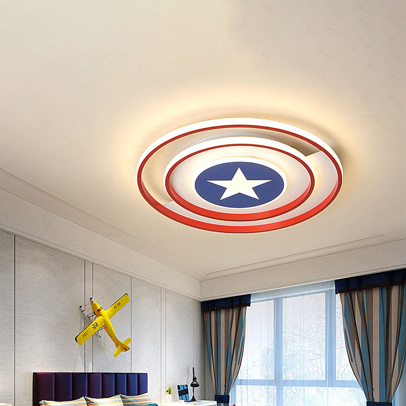 16"/19.5" W LED Boys Bedroom Flushmount Kids Red and Blue Ceiling Flush Mount Light with Circular Acrylic Shade