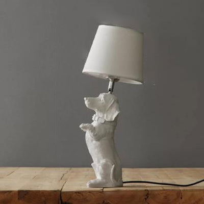 Table d'étude de chien Lumière avec tissu de la teinte en résine unique lampe de table moderne en blanc