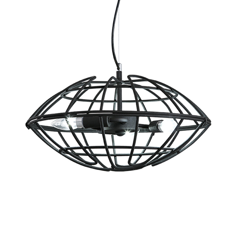 Luce lampadario nero in metallo UFO CAGE 3 BUSI LAGAMENTI Sospensione di fabbrica per il ristorante