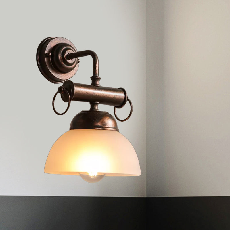 Bronze Bowl Wandleuchte leuchtendes Bauernhaus weiß/gelbes Glas 1 Kopf Restaurant Wandbeleuchtung