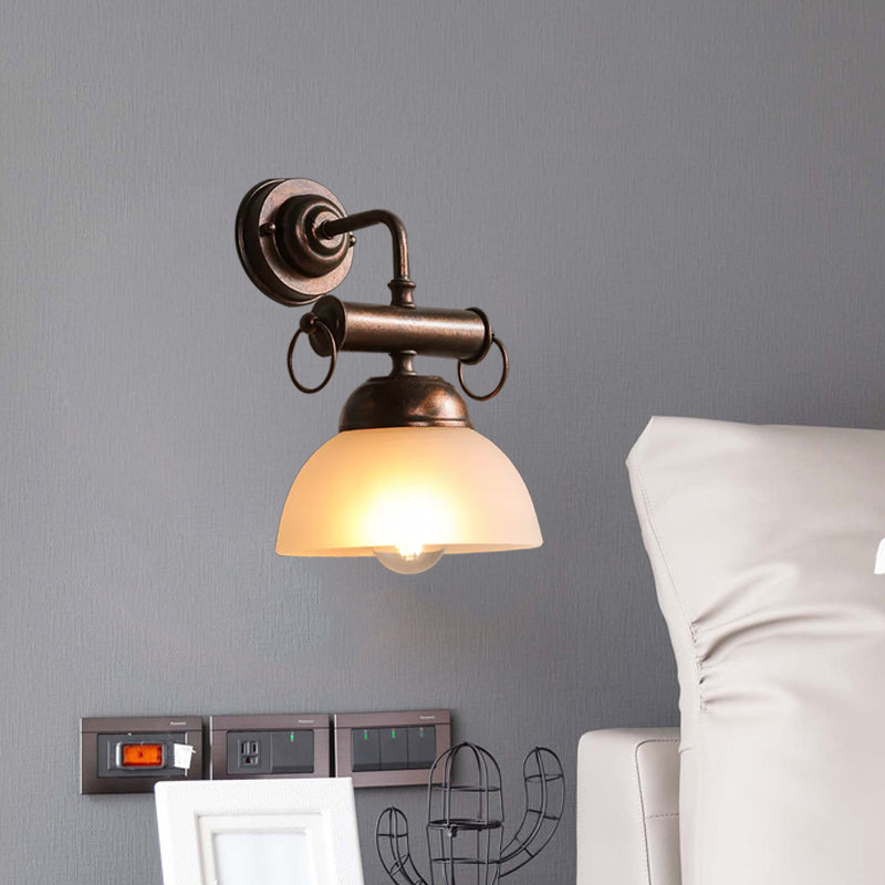 Bronze Bowl Wandleuchte leuchtendes Bauernhaus weiß/gelbes Glas 1 Kopf Restaurant Wandbeleuchtung