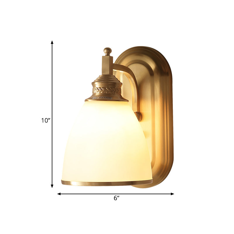 Gold Bud Wall Light Gifce Colonialist Grosted White Glass 1 Light Bedroom Wall Lamp Fixture