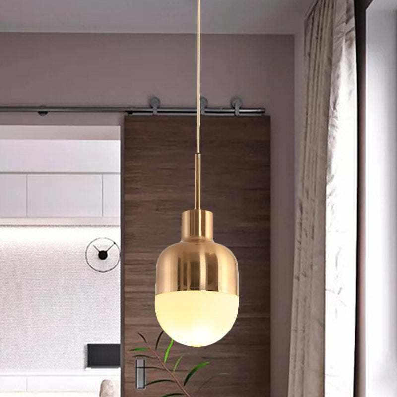 Capsule Frosted Glass Pendulum Light Simplicity 1 Light Gold Finish Hanging Pendant Light