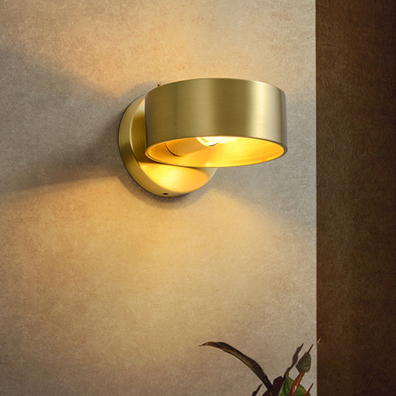 Luxury Round Sconce Wall Lighting 1-Light Metal Wall Mounted Light Fixture in Gold for Bedroom