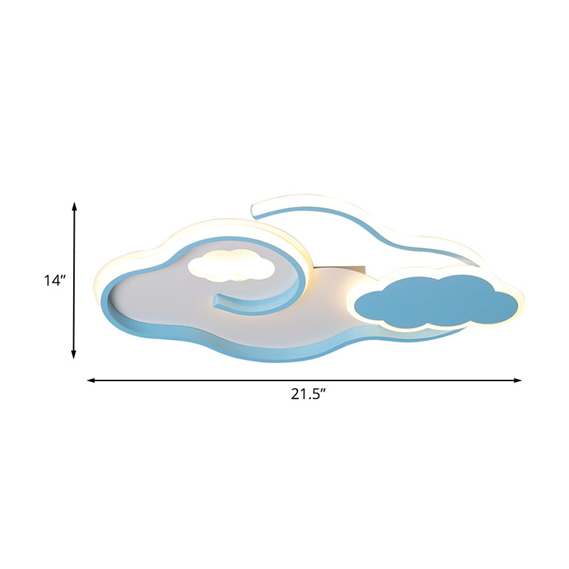 Nordic LED Flush Mount Lamp Blue Cloud Ceiling Light Fixture with Acrylic Shade for Children Bedroom