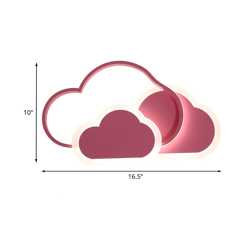 Pink Cloud Inbouwlamp Kinder LED Acryl Plafondgemonteerd armatuur in wit/3 kleuren licht, 16,5"/20,5" lang