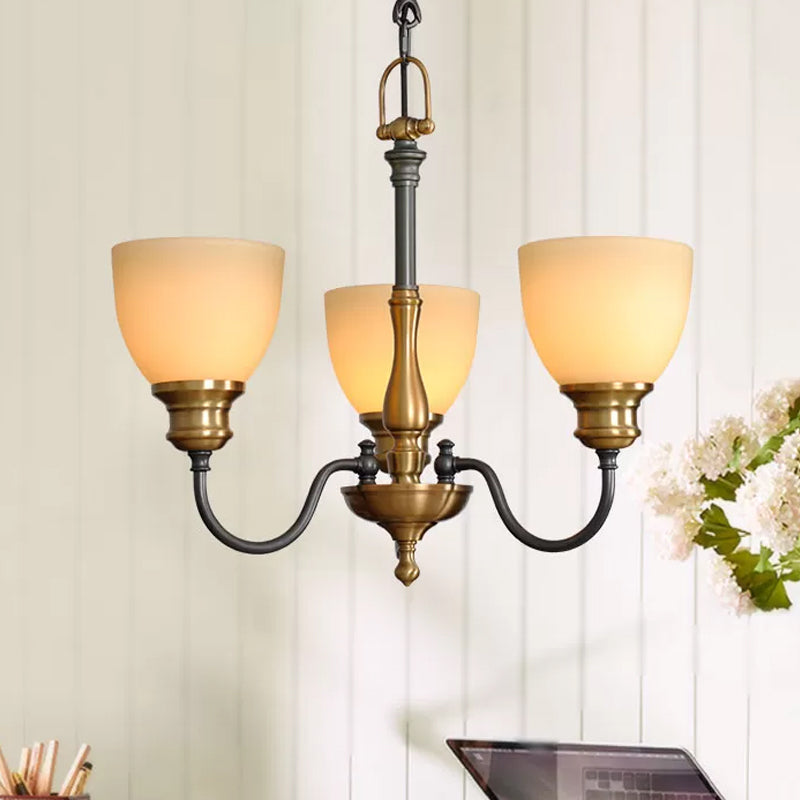 Zwart 5/5/8 lampen hangende lamp landelijk matglas kom kroonluchter hanglamp met metalen gebogen arm