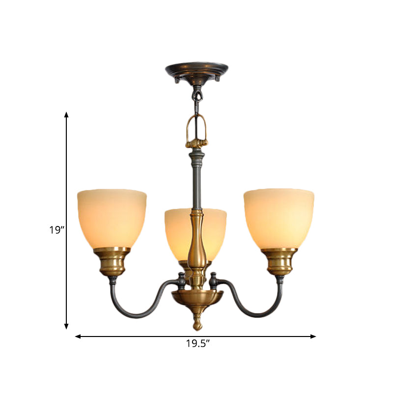 Zwart 5/5/8 lampen hangende lamp landelijk matglas kom kroonluchter hanglamp met metalen gebogen arm
