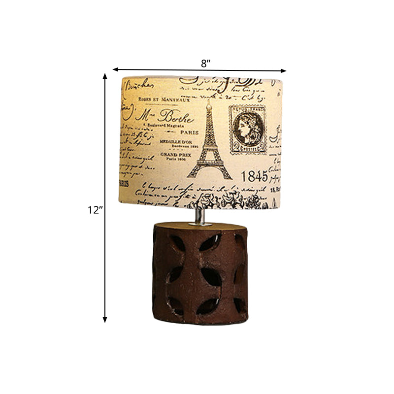 Tambre de la sala de estar iluminación de la tela del país 1 Luz de escritorio de guión de beige Luz de escritorio con resina Cilindro/Baluster