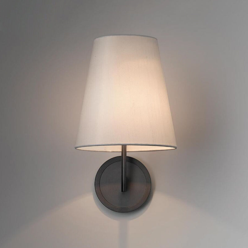 Retro Conic Sconce Lighting Fixture 1 Bulb Fabric Shade Wall Mounted Light in Black for Corridor