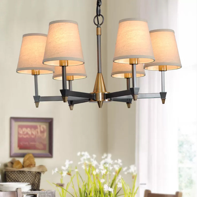 Kegelstof hanger kroonluchter land 3/6/8 hoofden hangend plafondlicht in zwart voor woonkamer