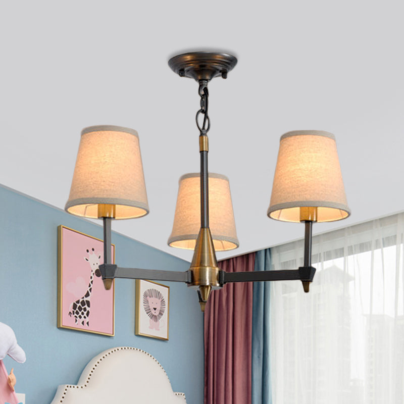 Kegelstof hanger kroonluchter land 3/6/8 hoofden hangend plafondlicht in zwart voor woonkamer