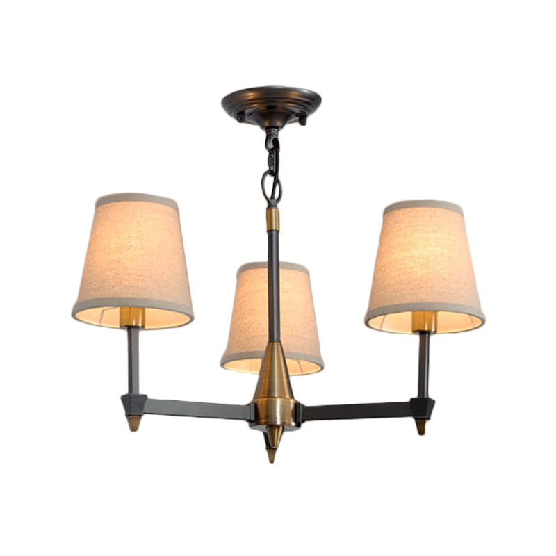 Kegelstof hanger kroonluchter land 3/6/8 hoofden hangend plafondlicht in zwart voor woonkamer