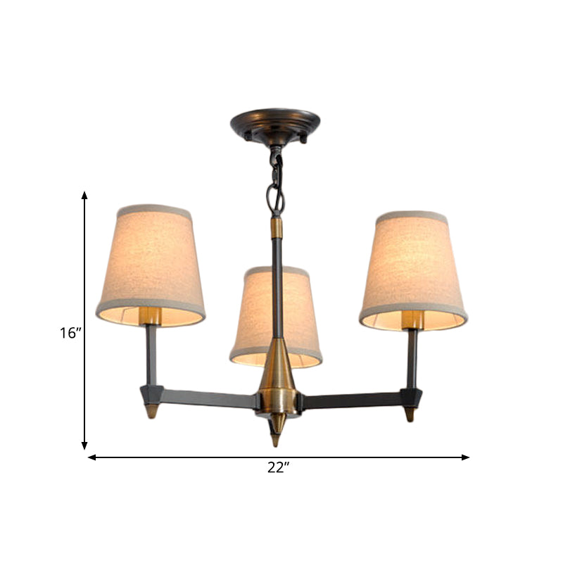Kegelstof hanger kroonluchter land 3/6/8 hoofden hangend plafondlicht in zwart voor woonkamer