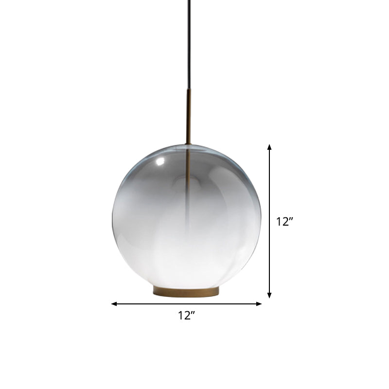 Simple Sphere Drop Pendant Gradient Frosted Glass Single Bulb Dining Table Suspension Light