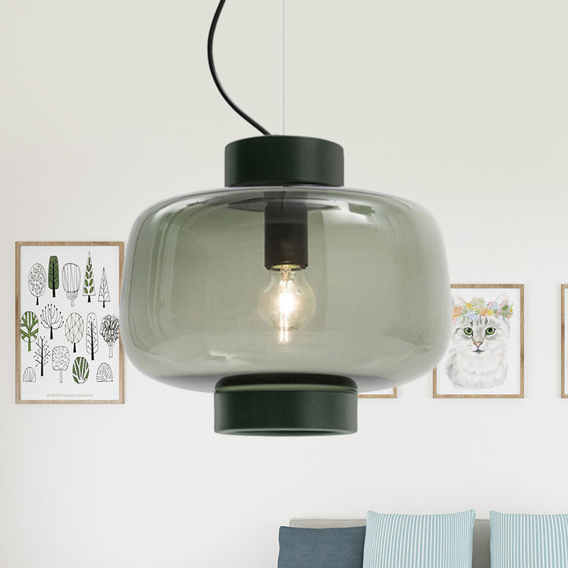 1 tête Bistro Pendante Light Vintage Black suspendu lampe à lampe à tambour à tambour