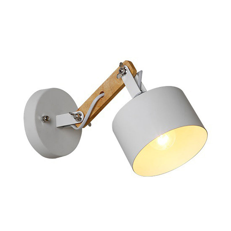 1 Bulb Cylindrical Wall Light Contemporary White Metal Rotatable Sconce Light Fixture for Corridor