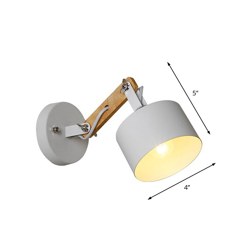 1 Bulb Cylindrical Wall Light Contemporary White Metal Rotatable Sconce Light Fixture for Corridor
