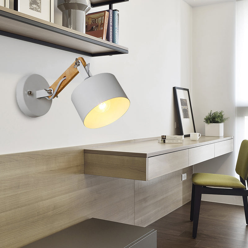 Rotatable Drum Metall Wandleuchte zeitgenössische 1 leichte Innenwandleuchten in Weiß