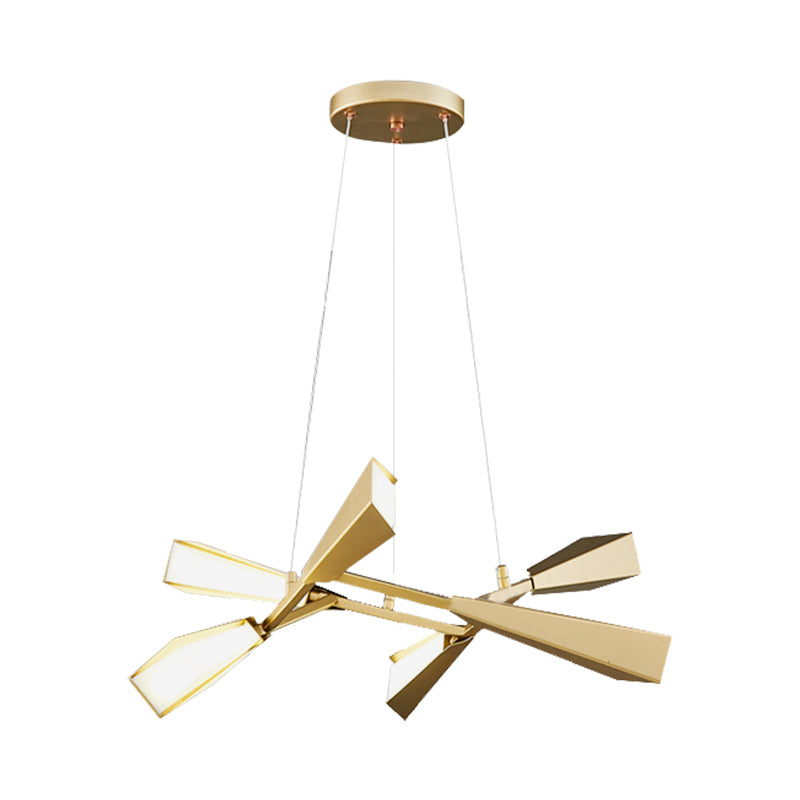 Metalen rechtlijnige kroonluchter verlichting met quill schaduw modern 6/8 lichten gouden eetkamer druppel lamp in warm/wit