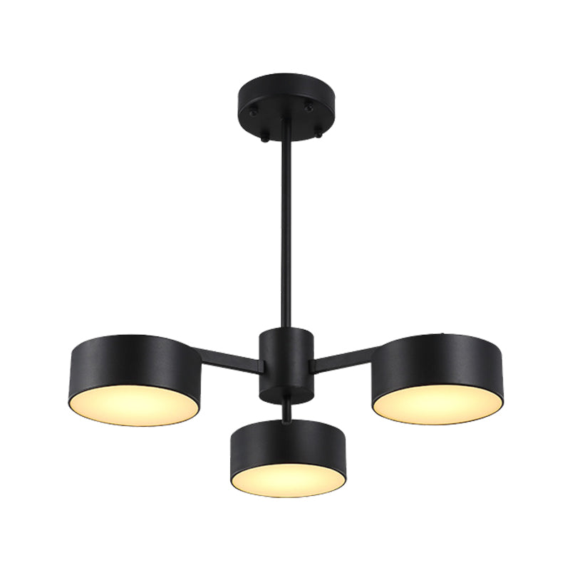 Drum Pendant Light Post Modern Metal 3/5/6/10 Lights Black/Gold Chandelier Light for Living Room