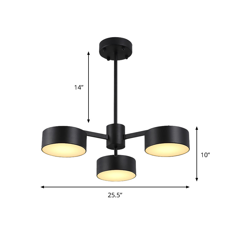 Drum Pendant Light Post Modern Metal 3/5/6/10 Lights Black/Gold Chandelier Light for Living Room