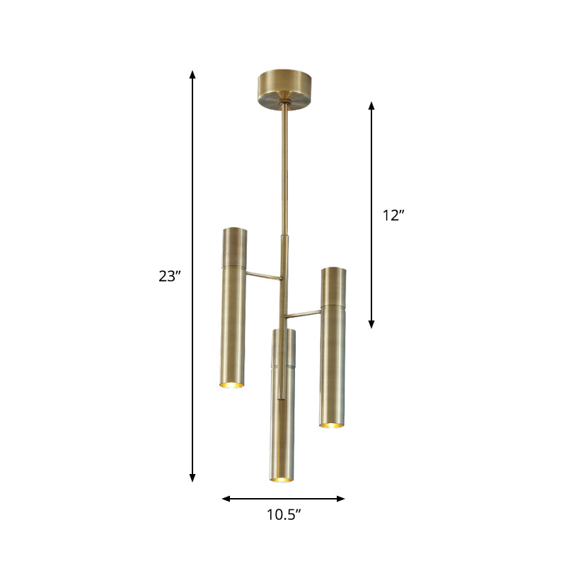 6/10 cabezas de lámpara de araña del pasillo con tono de metal de cilindro lámpara colgante de oro moderna