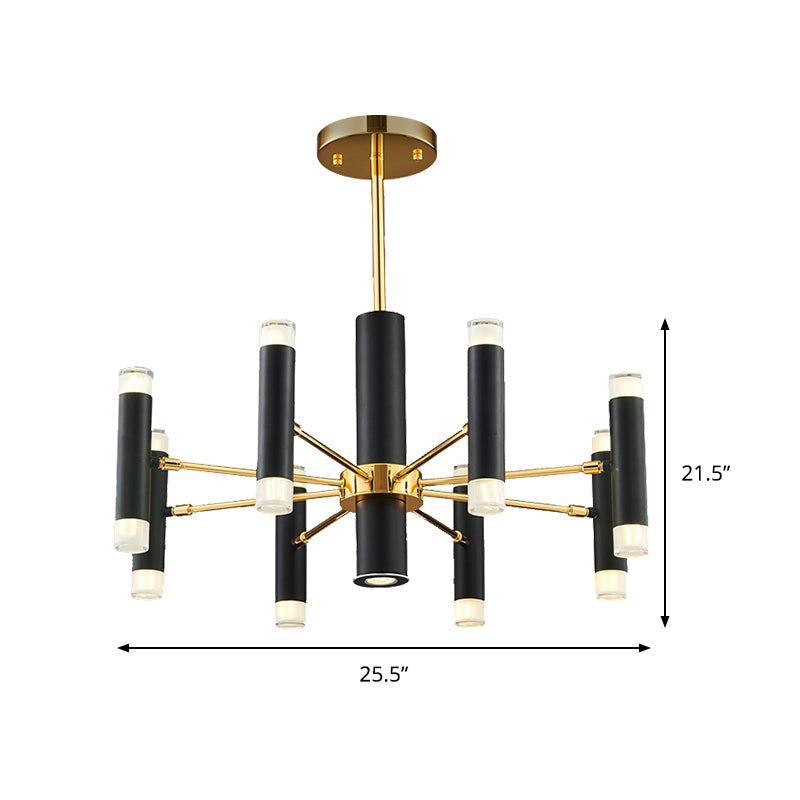 Metal Cylinder Chandelier Light Modern 16/20 Lights Black Ceiling Pendant Light for Dining Room
