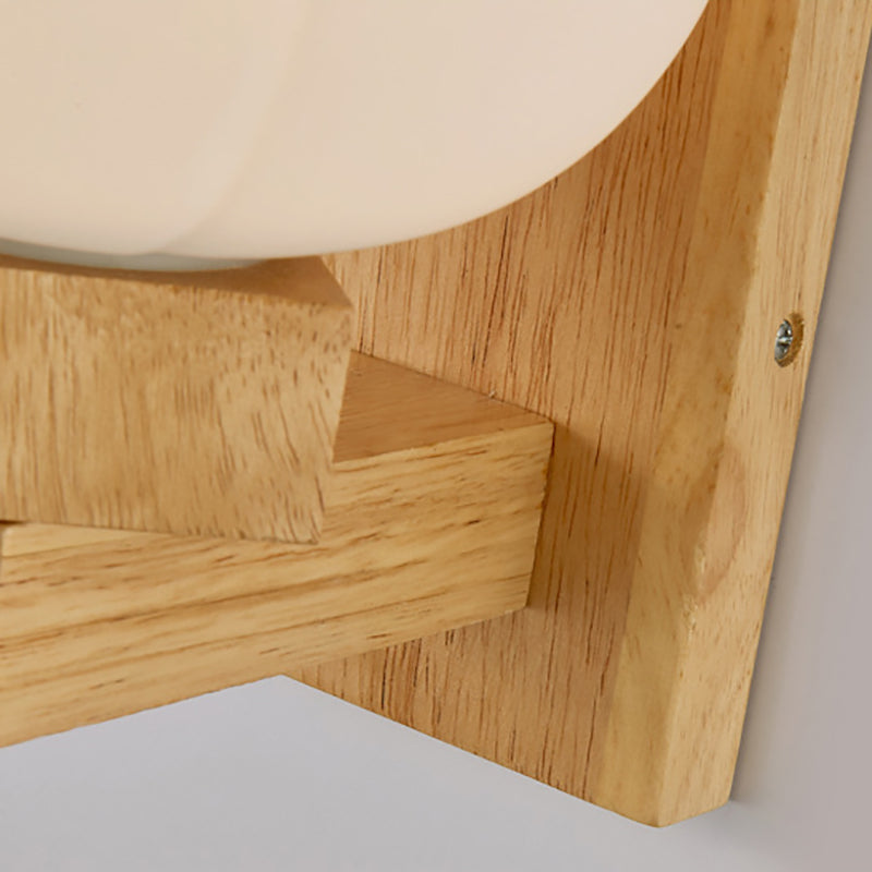 Bulbo ópalo ópalo de vidrio matrícula lámpara nórdica tazón de madera accesorio de iluminación de dormitorio