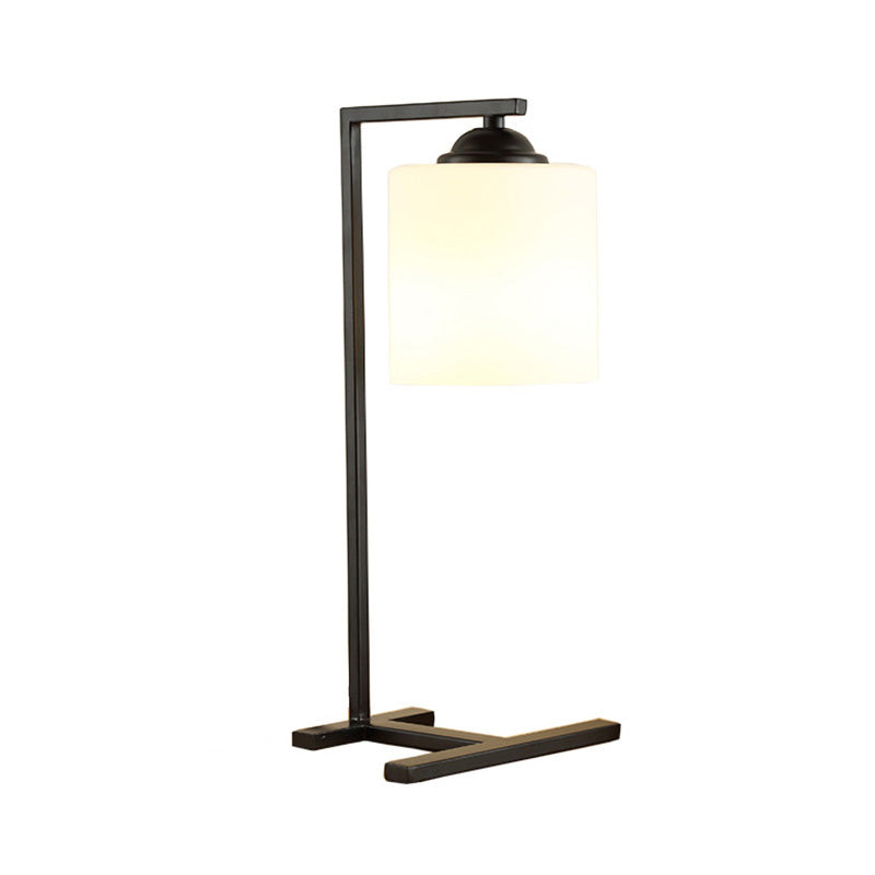 Milchglaszylindertisch Licht Nordisch stilvoll 1 leichter Lernraumtischbeleuchtung in schwarzer Finish