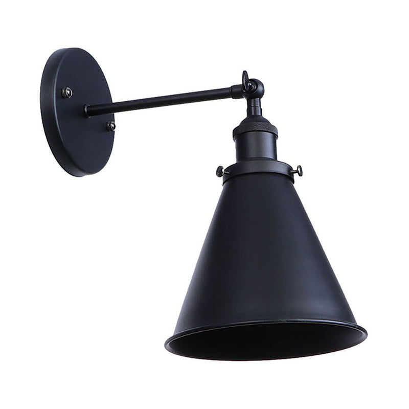 Black / Rust 1 Head Wall Lampe Farmhouse Style Whited Fer Conical Conical Adjustable Grocher Lightture for Outdoor