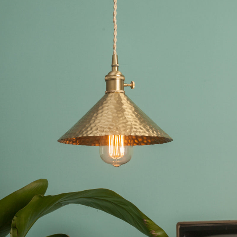 Metallic Messing/Gold Finish Anhänger Leuchte konisch