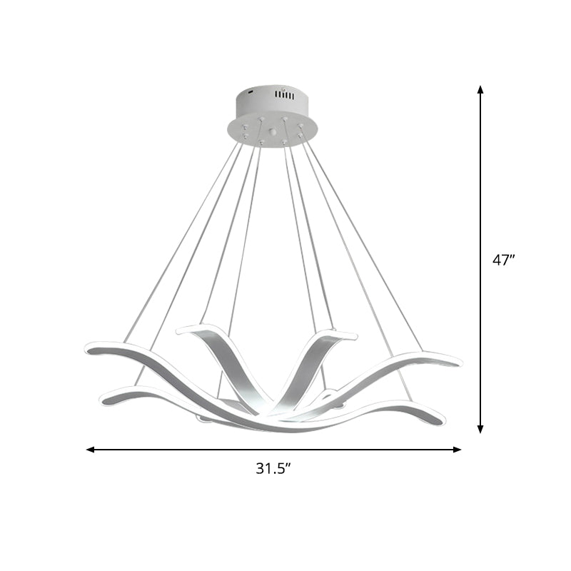 Large/Small Acrylic Ceiling Pendant Contemporary 1 Light White Chandelier in White/Warm/Natural Light