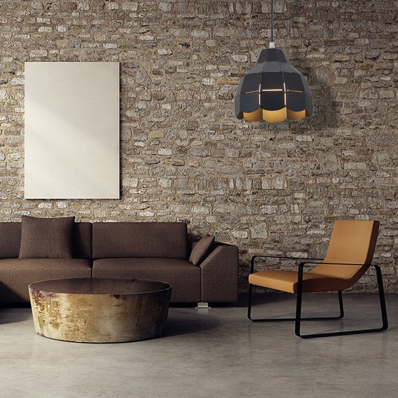 Black/Gray/White/Yellow/Blue Folded Pendant Light Modern Nordic Metal 1 Light Dining Room Hanging Lamp