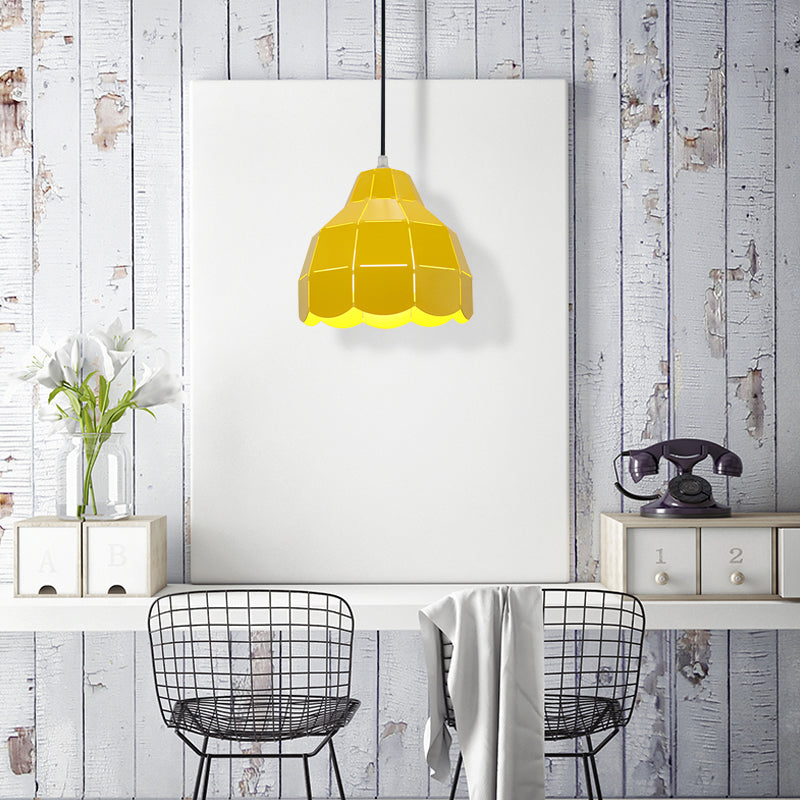 Black/Gray/White/Yellow/Blue Folded Pendant Light Modern Nordic Metal 1 Light Dining Room Hanging Lamp
